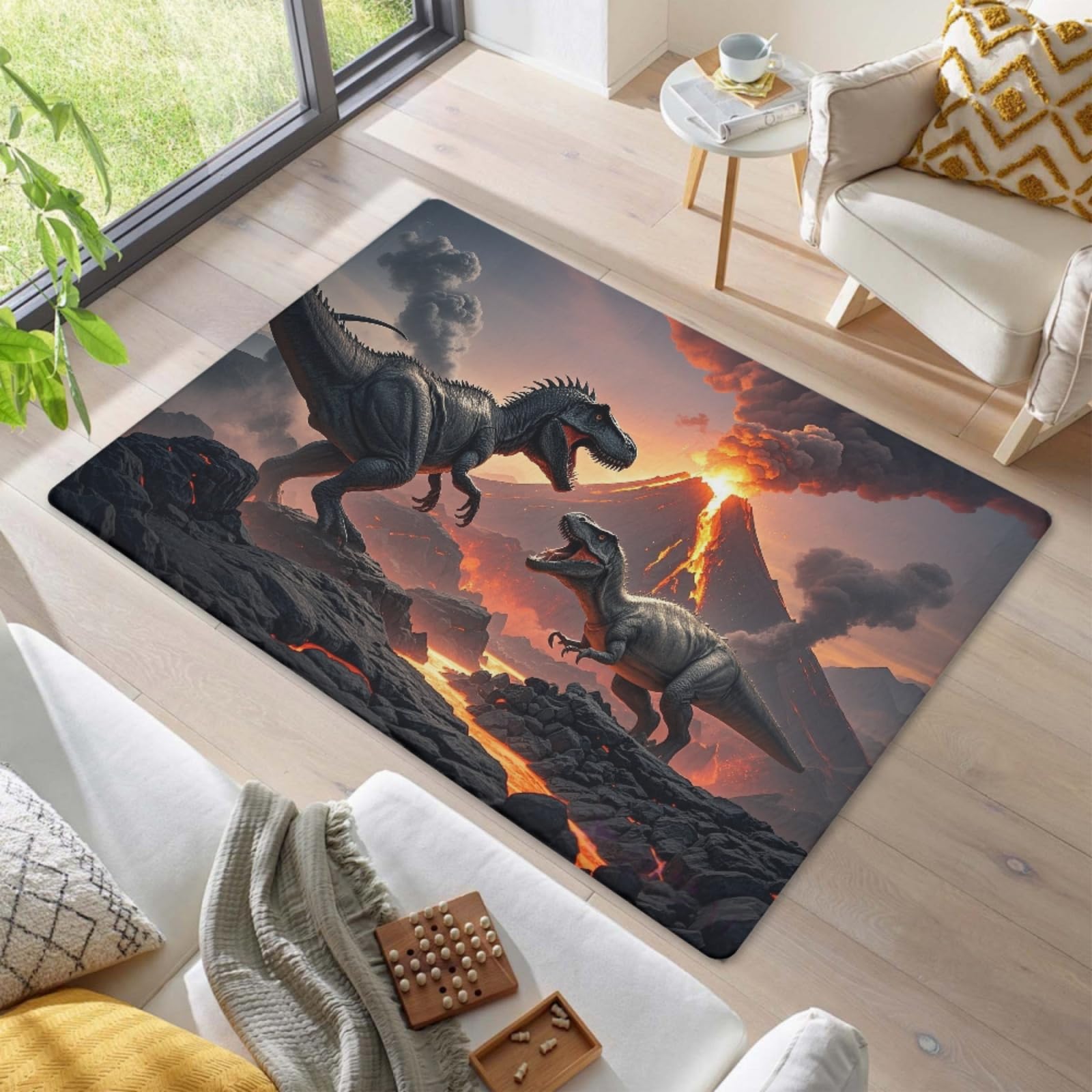 Tapis ado garçon dinosaures pour aménagement de gaming zone geek