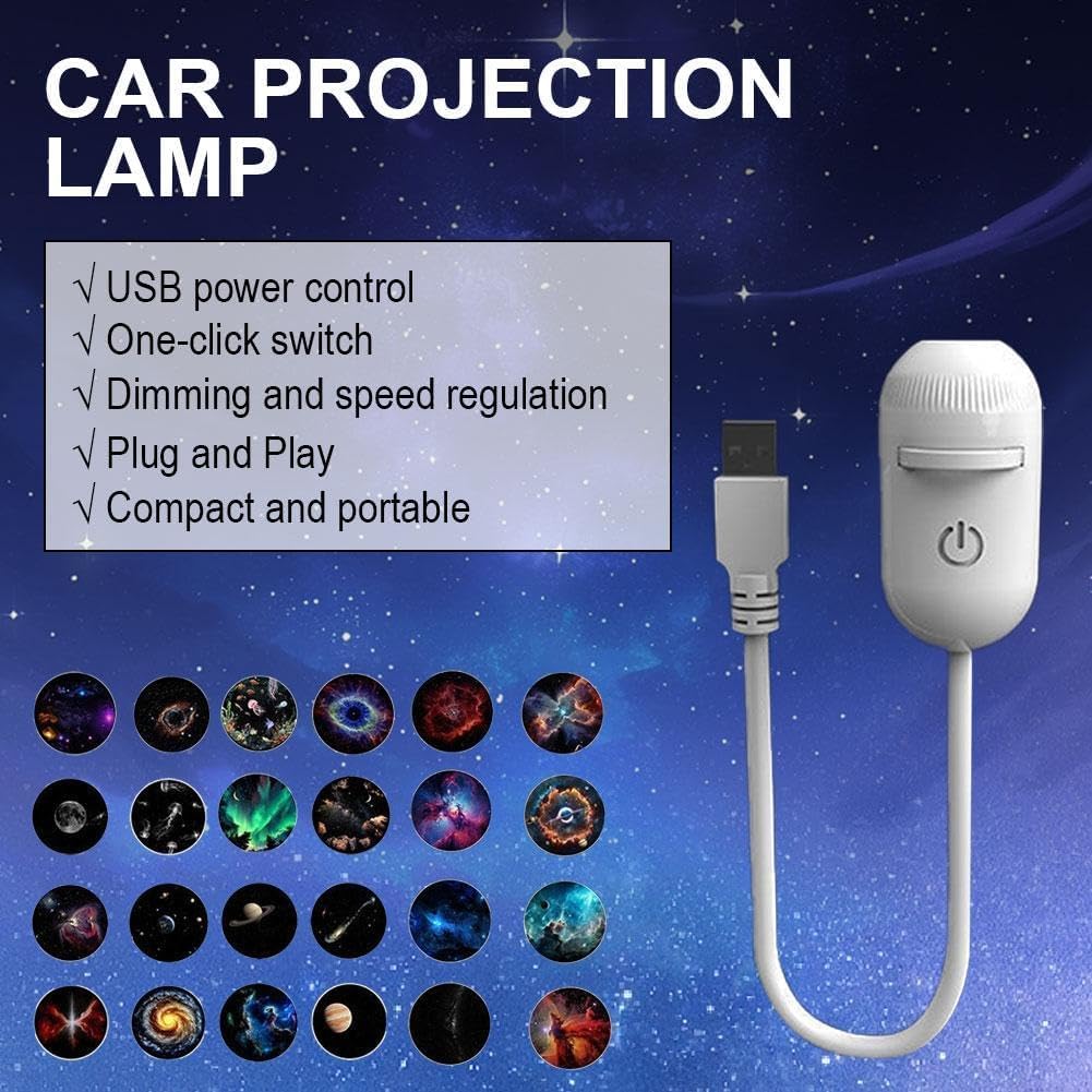 Proiettore Notturno Galassia 2 in 1, Proiettore USB per Cielo Stellato con luminosità regolabile, Portatile Plug-And-Play Hd Star Projector Proiettores(Con 24 Film)[Classe di efficienza energetica A]