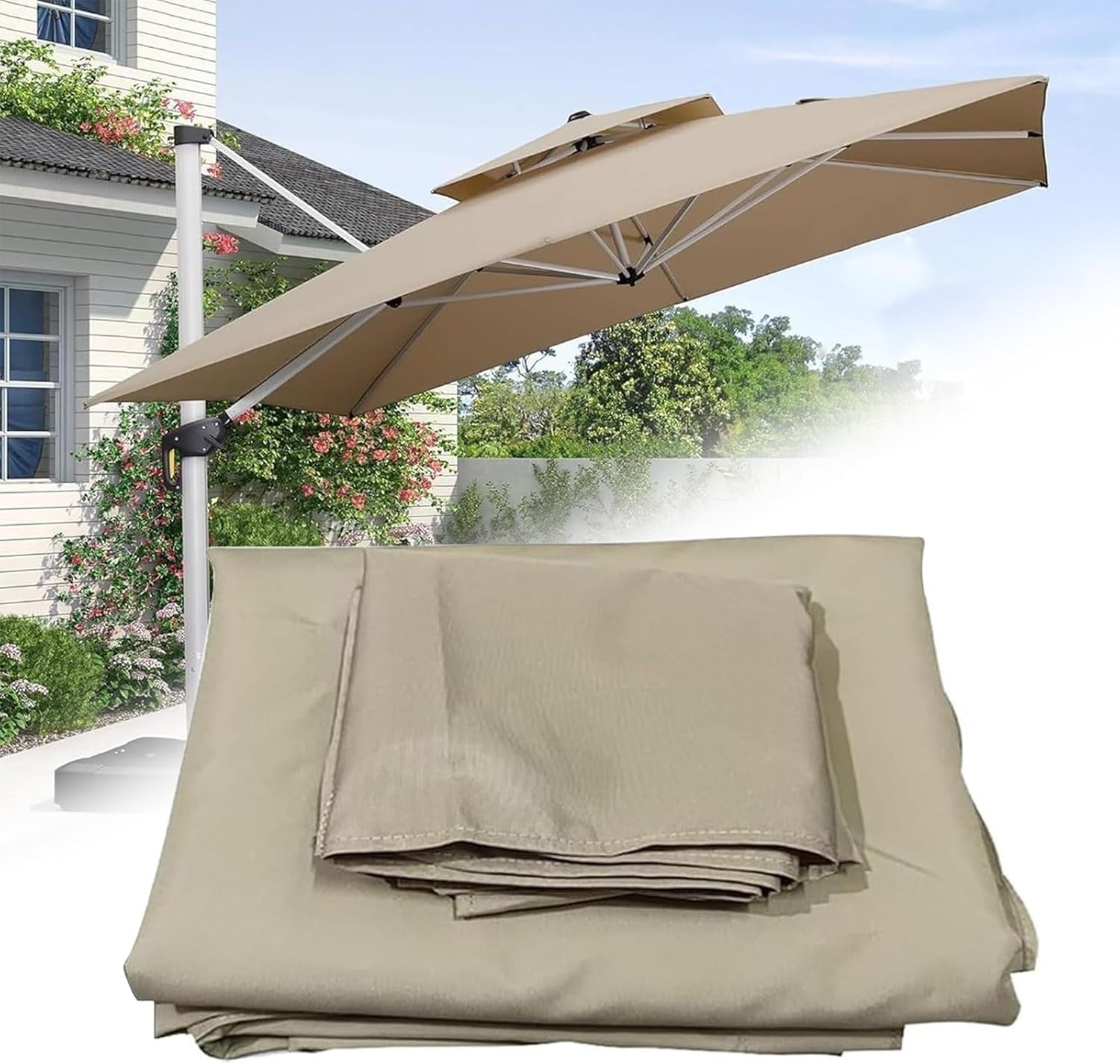 Toldo de repuesto para patio evita goteras lona impermeable caqui claro 3x3 pies exterior