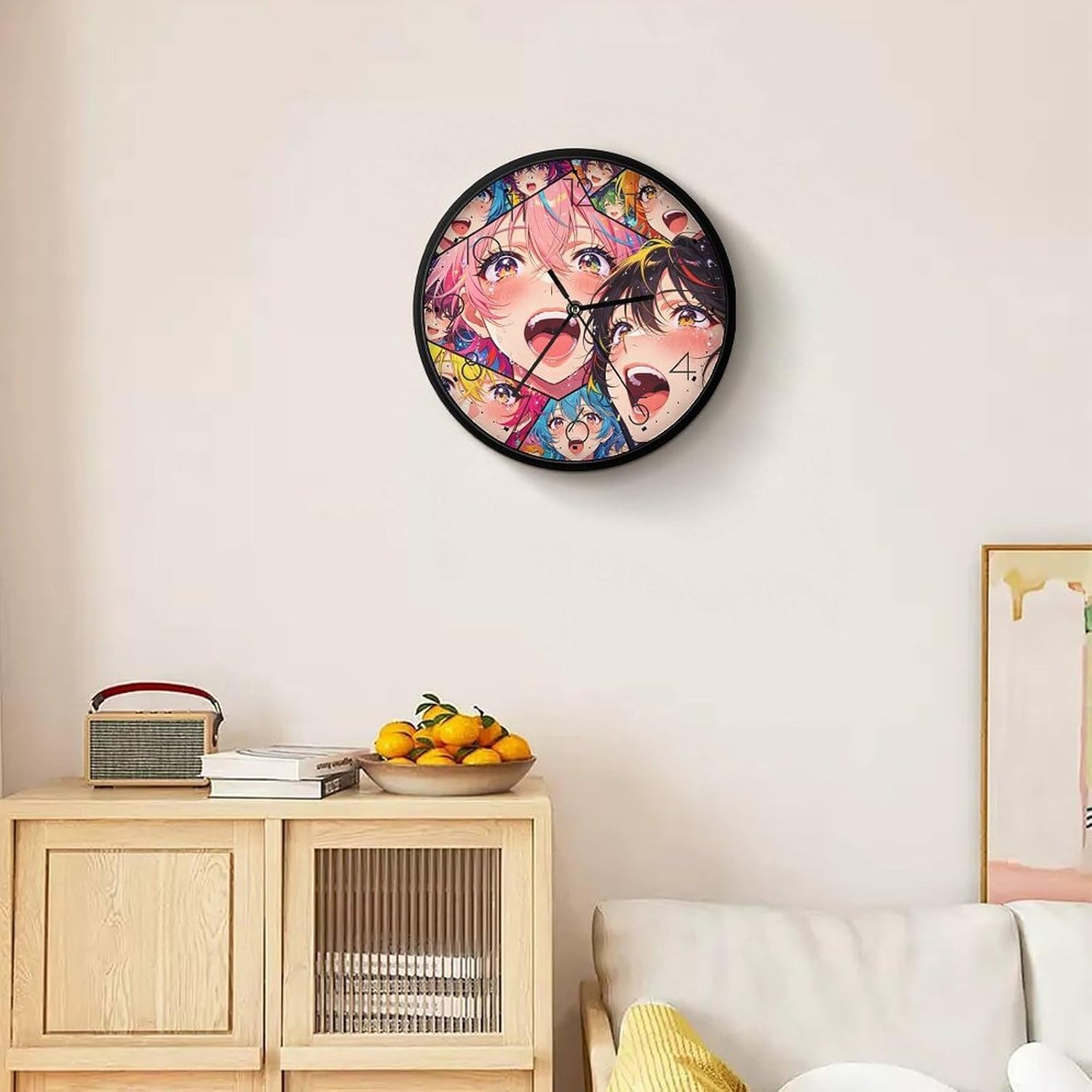 Anime Girls Face Wall Clock 10 Inch Silent Clock Black image 5