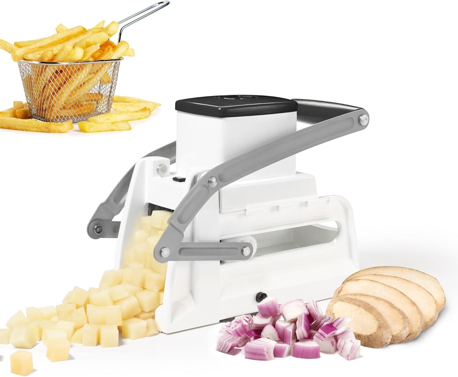 Starfrit Pro Fry Cutter & Cuber - 3-in-1 - Homemade French Fries, Slices and Diced Cubes Potato & Vegetable