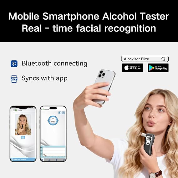 Personal Breathalyzer - Fuel Cell Sensor Alcohol Tester with App, Alcohol Breath Tester (S)
