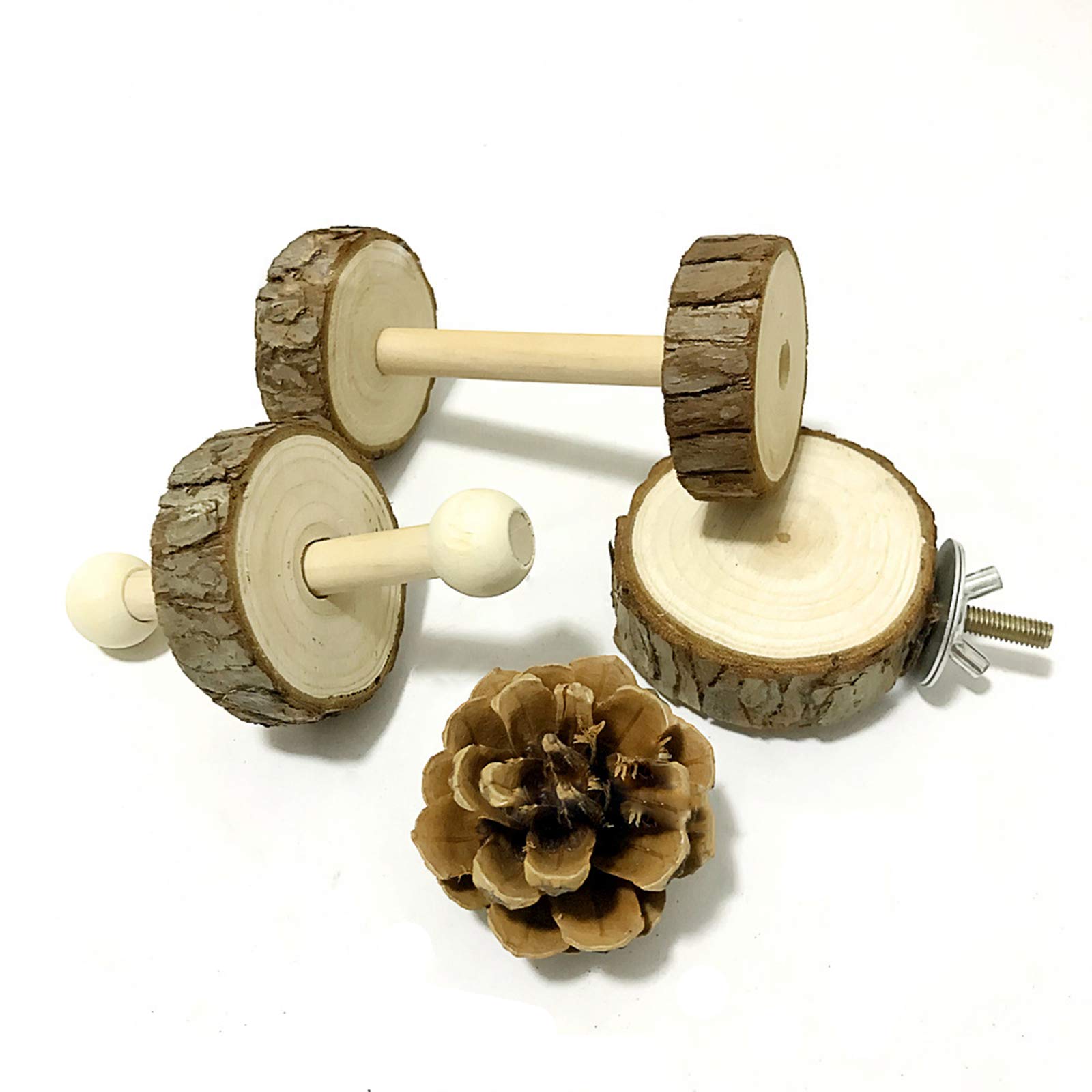Jouet de Hamster, 8 Pièces Bois Naturel Jouets de Mâcher, Bâtons de Pomme, Pommes de pin, balançoire Suspendue pour Furets, Cobayes, Oiseau, Petit Écureuil, Chinchilla, Souri, Rongeur