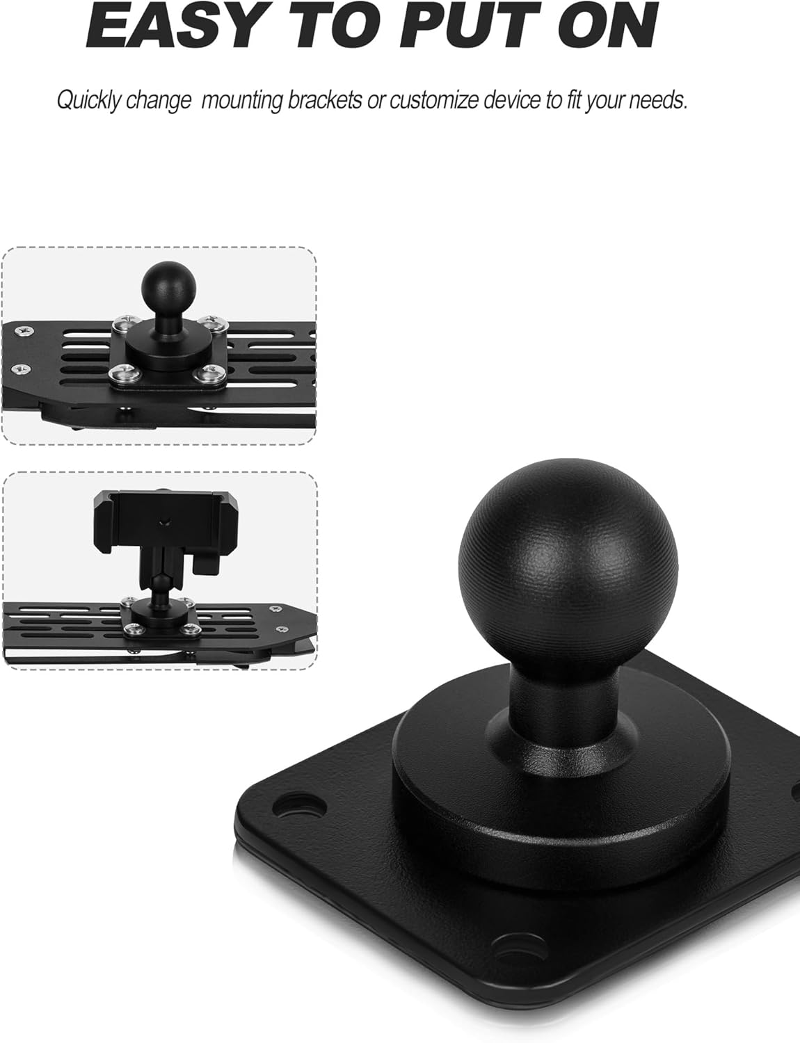 Dash Platform Mount with 3 PCS 4-Holes AMPS Pattern-Mounted Base for Jeep Wrangler JL 2018-2023 (NOT 4xe) & 2020+ JT Gladiator