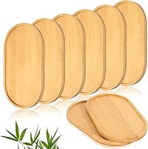Holztablett, 8 Stück Kleines Tablett Bambus Tablett, Ellipse Bambustablett Holztabletts Klein Servierbrett Untersetzer für Untersetzer Tee Kaffee Kuchen