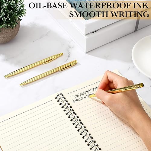 Miniatura 3 de Fuutreo Paquete de 100 bolígrafos dorados para boda, bolígrafos de metal dorado a granel, bolígrafos retráctiles de bola delgados con tinta negra,