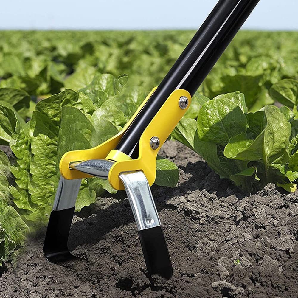 Zappa da Giardino con Manico Lungo, Zappa a Staffa in Acciaio Inossidabile Resistente, Attrezzo da Giardino Regolabile per Diserbare, Smuovere il Terreno e seminare. (1,6 m 4 sezioni)
