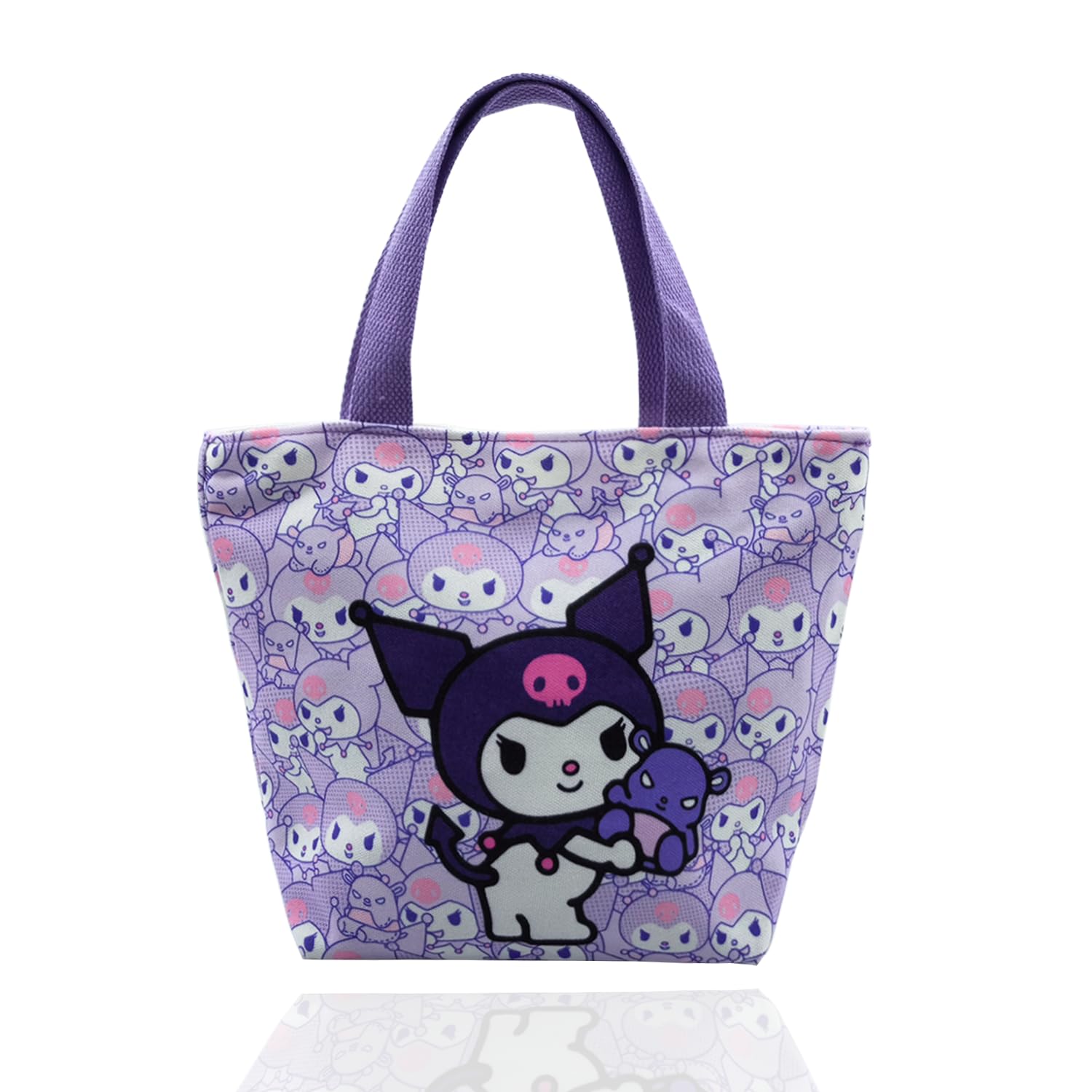 FourFineCartoon Canvas Tote Bag Small Size Grocery Bag Cute for Girls Women Cellphone Purse Reusable Casual Shopping Handbag