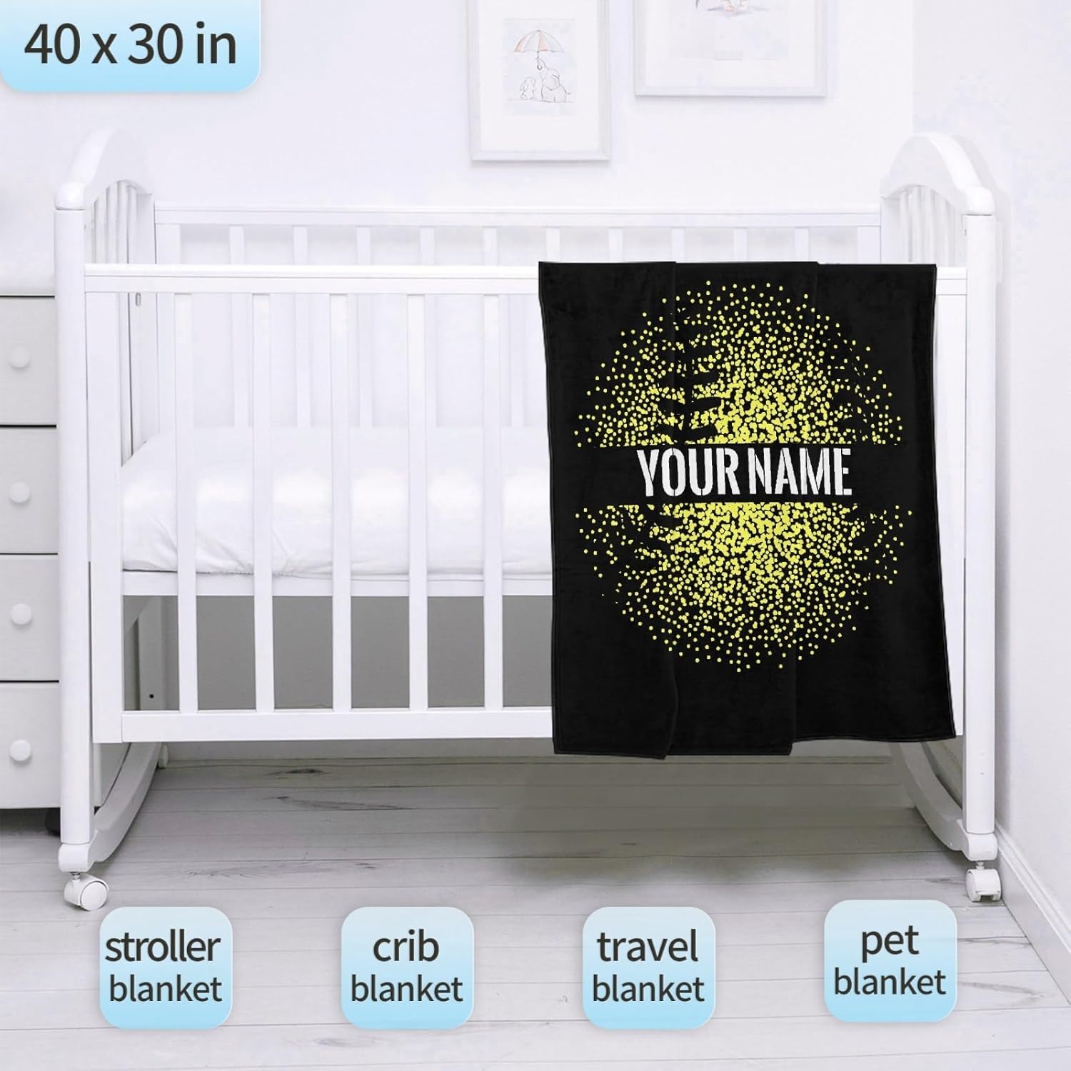 ARAHANT Personalized Softball Blanket with Name, Softball Gift for Girl Boy, Customized Gifts for Player, Athlete, Coach, Team, 80" x 60"