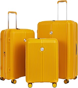 Verage 2 piece Luggage Sets,Expandable Hardside Suitcase with Spinner Wheels Luggage for Travel,TSA Approved 20/24-Inch,Yellow