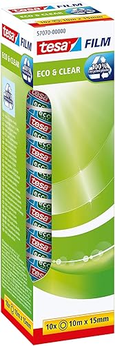tesa tesafilm Eco&Clear - Cinta adhesiva (32.8 ft x 0.591 in, 10 unidades)