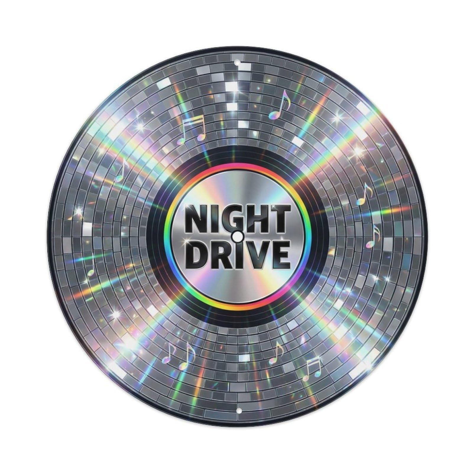 Electronic Vinyl Groove Disco Ball Music Cover Metal Tin Sign