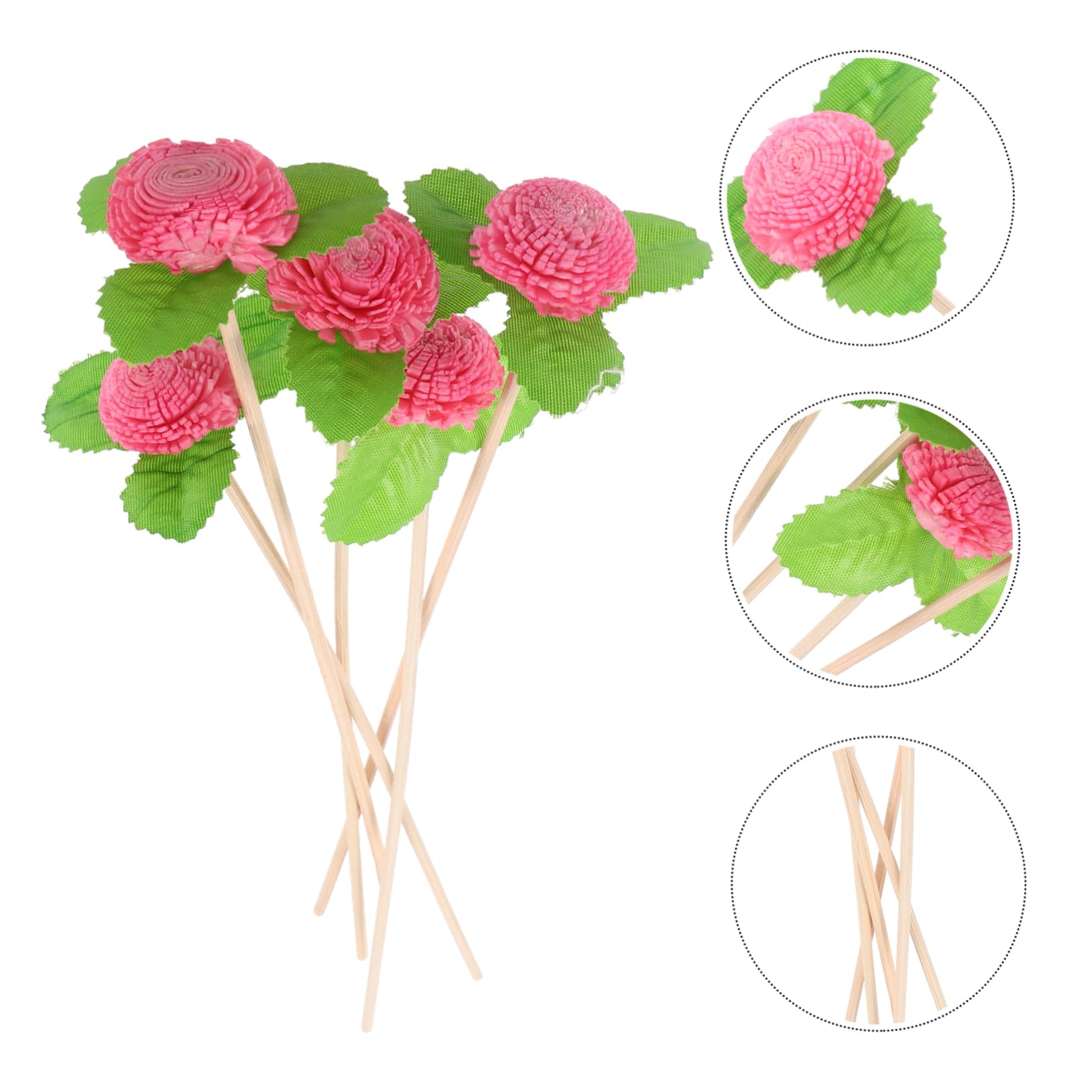Bâtonnets Diffuseurs en Fleur Lot de 5, Rotin pour Flacons Parfumés