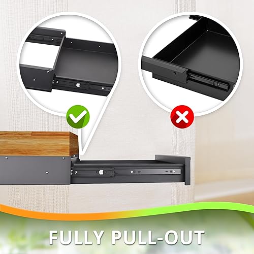 Miniatura 7 de POPMOON Cajón debajo del escritorio para escritorio de 13.8 x 8.8 x 3.5 pulgadas, organizador de almacenamiento extraíble con extensión deslizante