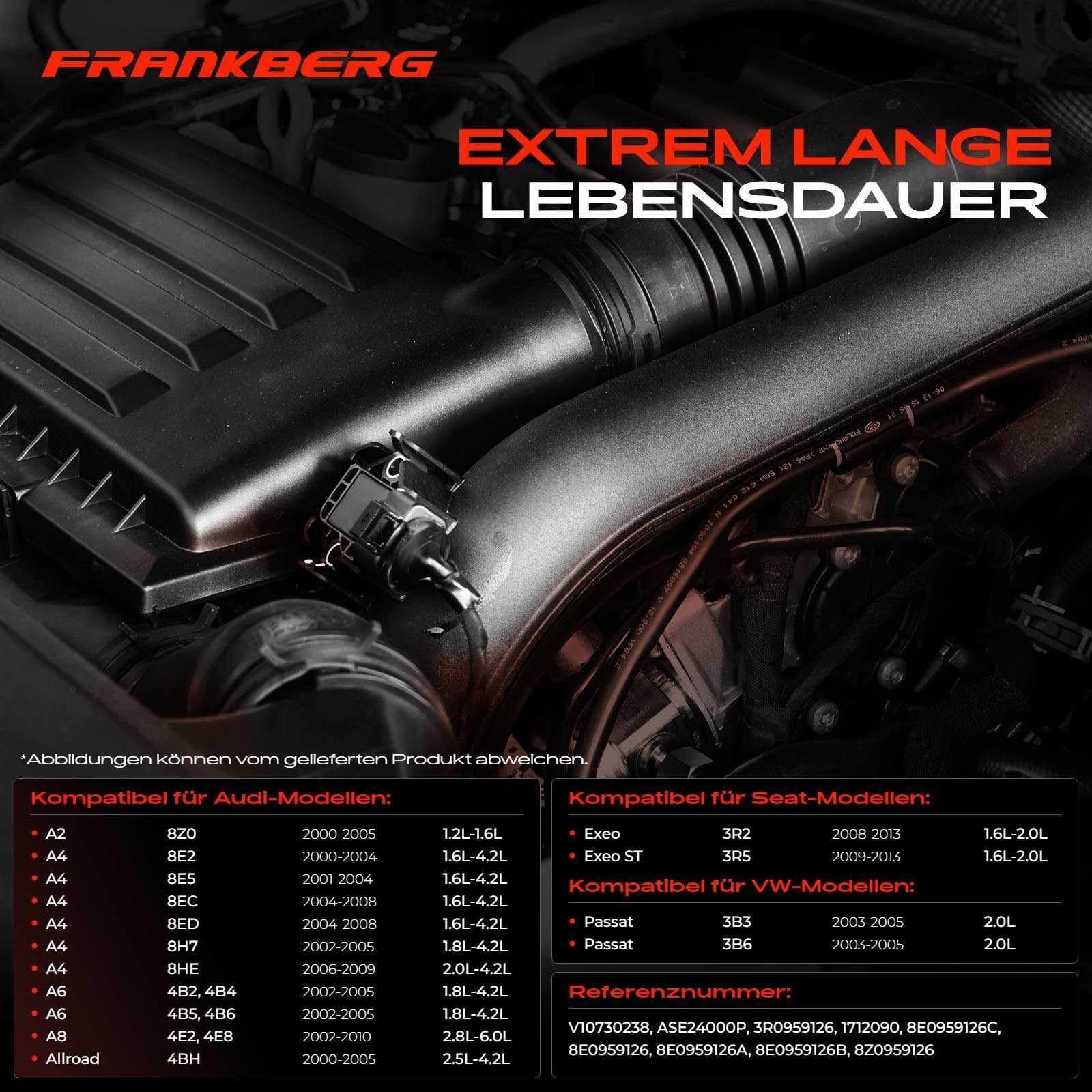 Frankberg Druckschalter Drucksensor 3-Polig Kompatibel mit A2 8Z0 A4 8E2 8EC A6 4B2 A8 4E2 4E8 Allroad 4BH Exeo 3R2 P.a.s.s.a.t 3B3 Replace# 8E0959126