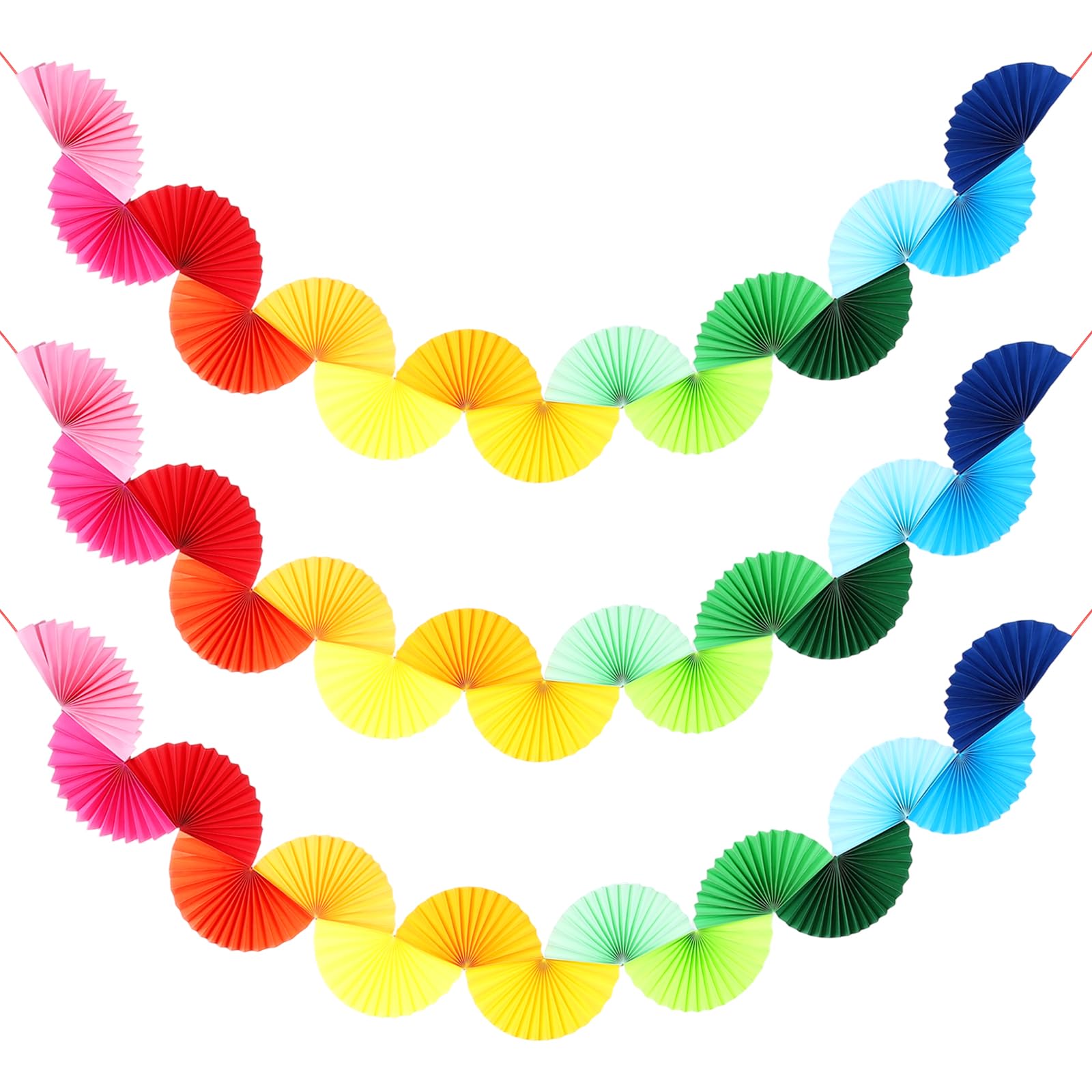 sourcing map Paper Fan Garland, 5.25ft Paper Garland, Colorful, 3 Pcs