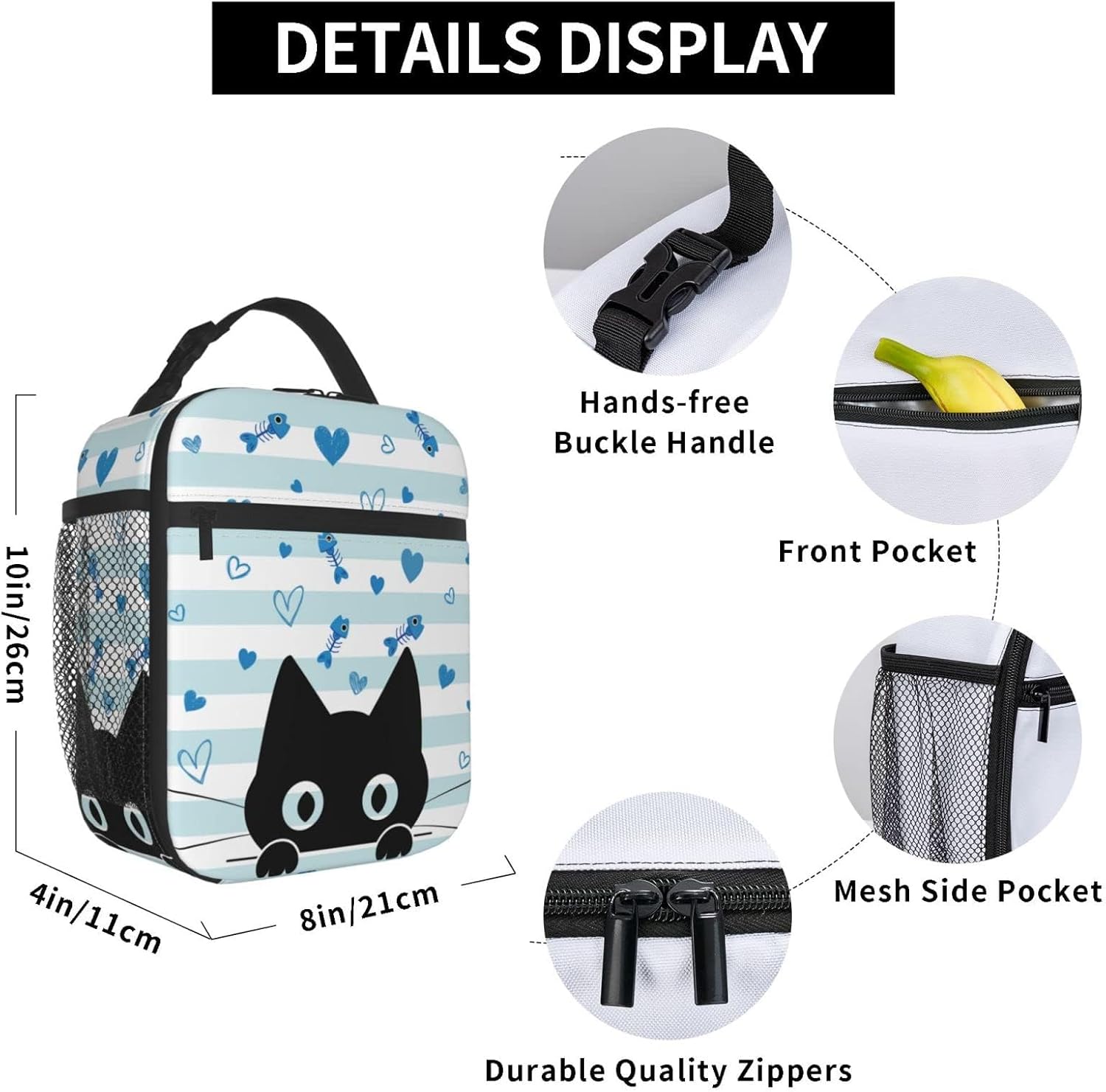 Black Cat Lunch Box Reusable Insulated Lunch Bag Thermal Cooler Tote For Boys Girls Teen School Men Women Picnic Travel Hiking - Image 2