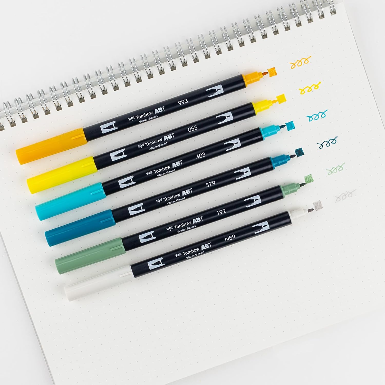 Tombow 56238 Dual Brush Pen Art Markers, Lemon Squeezy, 6-Pack. Blendable, Brush and Fine Tip Markers