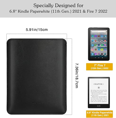 Miniatura 7 de Moko Funda delgada compatible con Kindle Paperwhite 2021Fire de 7 pulgadas 2022 de 6.8 pulgadas, funda de piel sintética antiarañazos, forro de