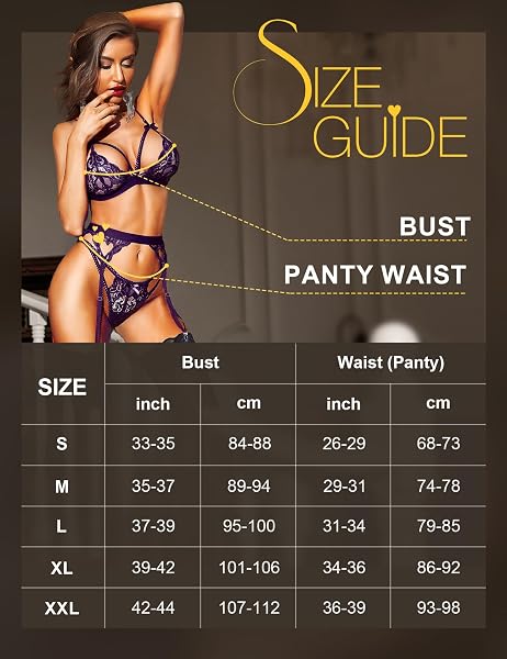 RSLOVE Completi Intimi da Donna con Reggicalze Body in Pizzo Teddy Babydoll in 3 Pezzi - 5