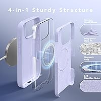 Vista 1284 de GONEZ Funda de silicona para iPhone 15 Pro Max, compatible con Magsafe, protector de cámara + protector de pantalla, forro de microfibra suave Negro