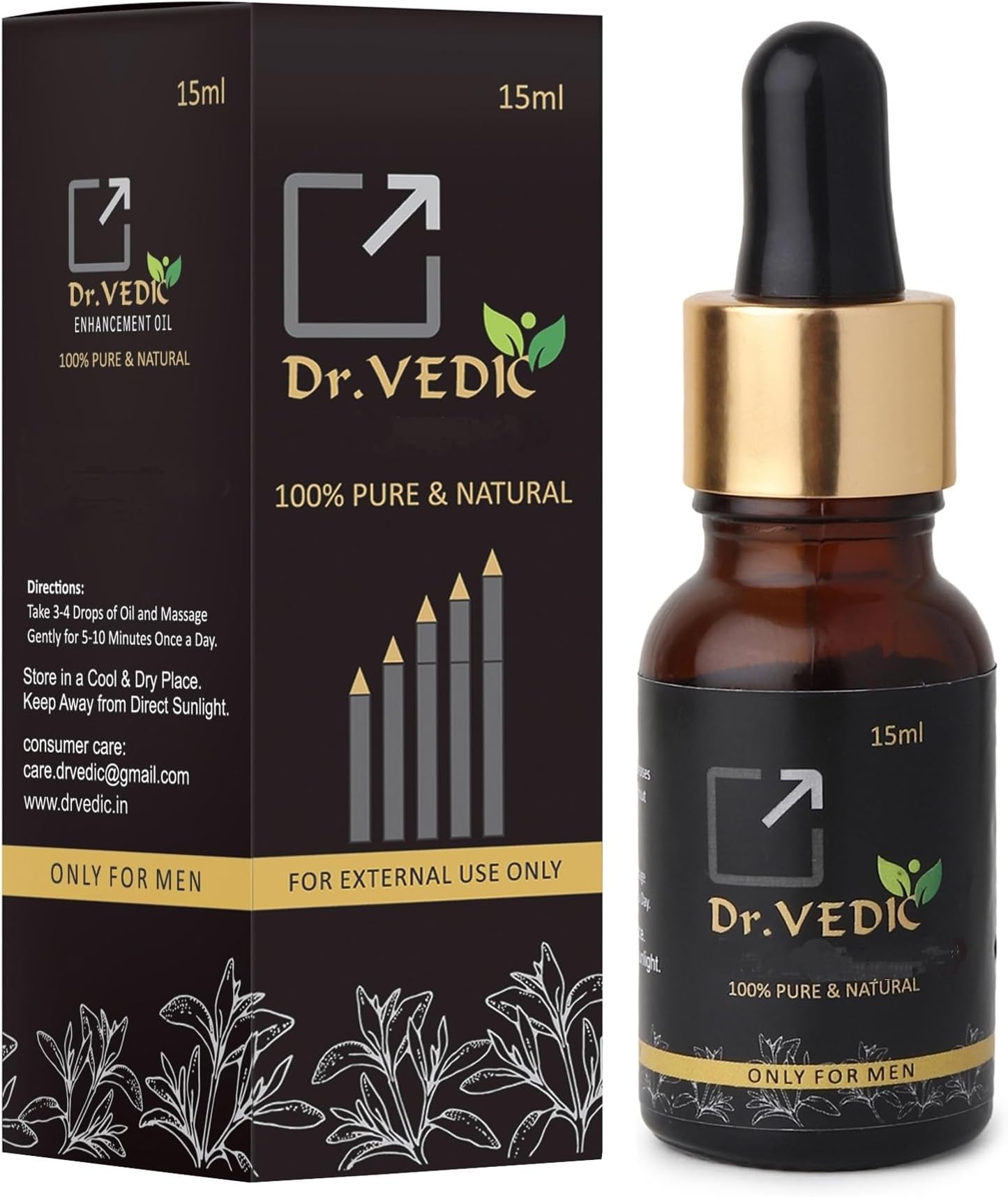 Men's Ayurvedic Oil Pure & Natural (Black) (15 ml Pack of 1)