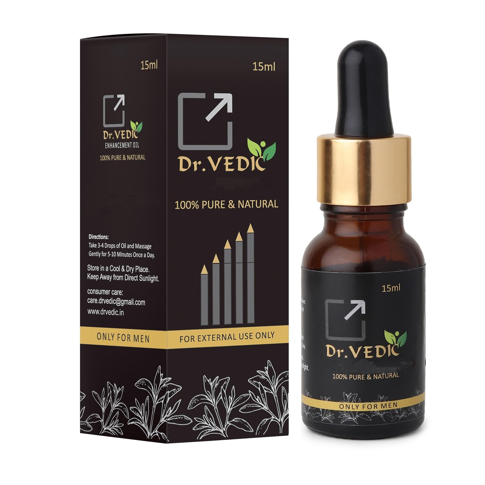 Men's Ayurvedic Oil Pure & Natural (Black) (15 ml Pack of 1)