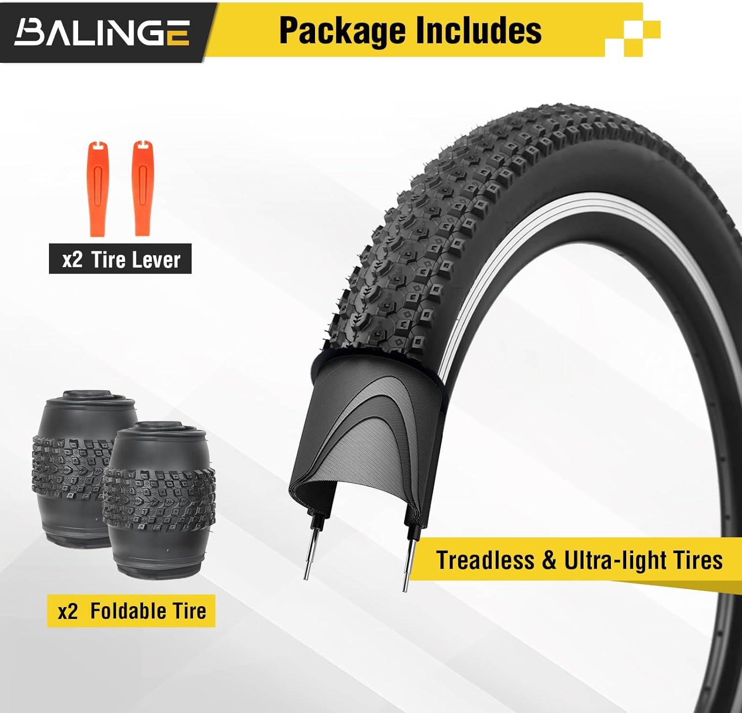 20/24/26/27.5/29x2.125 Mountain Bike Foldable Tires Heavy Duty Anti Slip Tread Compatible with 20/24/26/27.5/29 x 2.0/2.125/2.15/2.10 Compatible for Street & Off-Road Riding