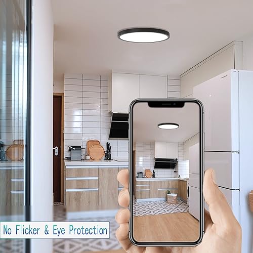 Miniatura 7 de Lámpara de techo LED de montaje empotrado, 9 pulgadas, 24 W, lámpara de techo delgada redonda de montaje en superficie para sala de estar,