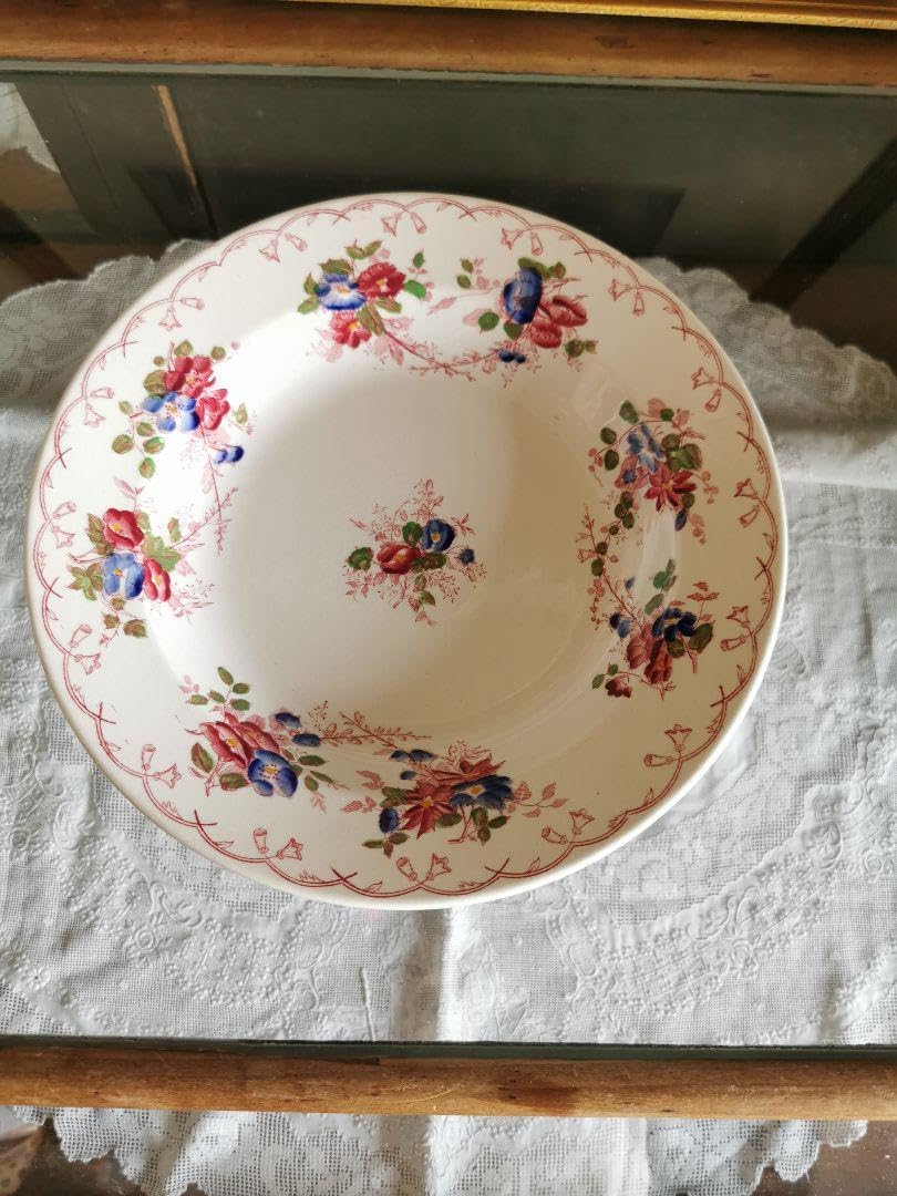 アンティーク サルグミンヌ 花柄φ24.3㌢ディープ大皿 美しい深皿３枚セットα アンティーク サルグミンヌ 花柄φ24.3㌢ディープ大皿 美しい深皿3枚