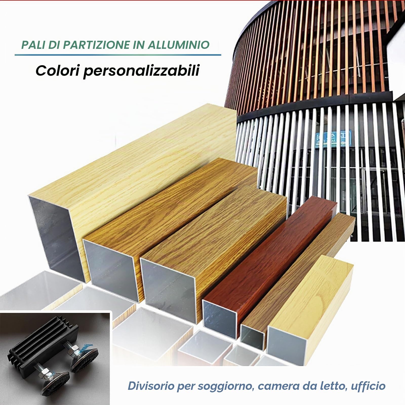 Pareti divisorie per interni，divisorio per ambienti da pavimento a soffitto，Pilastro per protezione privacy con doghe in legno per soggiorno(4 root,110cm/43.3in/3.60ft)