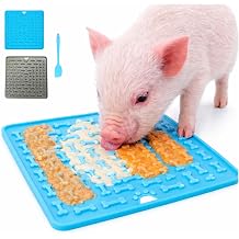 3Pcs Pig Enrichment Toys, Silicone Lick Mat for Mini Pigs with Spatula, Suction Cup Slow Feeder Enrichment Mat for Powder Slurry, Soft Food & Pellets, Toy for Mini Pigs.