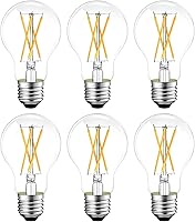 Vista 1 de Dimmable E26 LED Bulb 6W, 60 watt Equivalent, Vintage LED Edison Bulbs 2700K Soft White, A19 Clear Glass LED Light Bulb for Ceiling Fan, 90+CRI