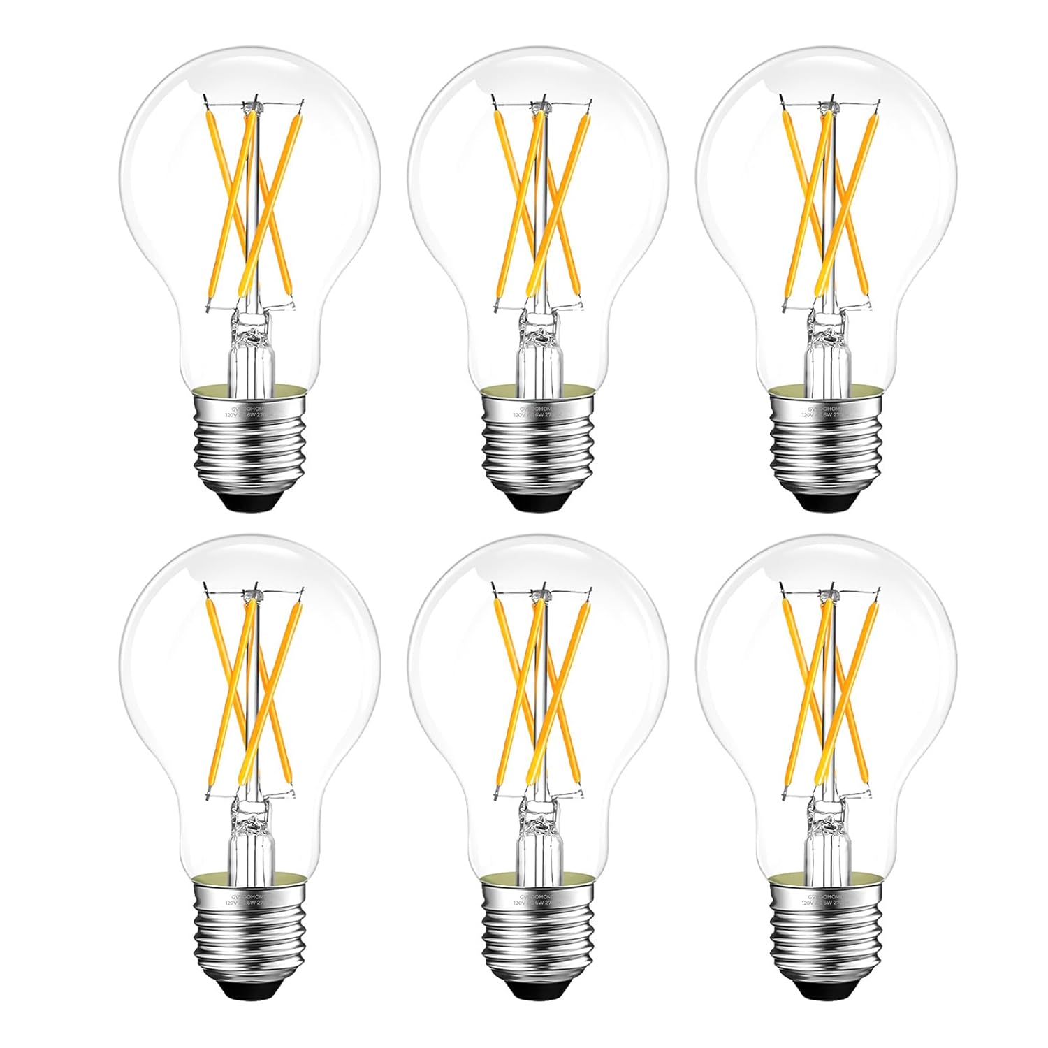 Dimmable E26 LED Bulb 6W 60 watt Equivalent Vintage LED Edison Bulbs 2700K Soft White A19 Clear Glass