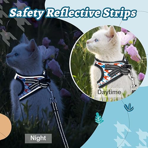 Miniatura 5 de Arnés para gatos y correa para caminar, arnés suave ajustable para gatitos, cachorros, gatos pequeños, chaleco reflectante a prueba de escapes,
