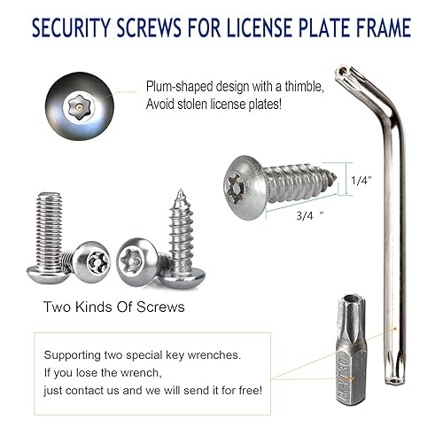Miniatura 3 de ZXFOOG Tornillos antirrobo para placa de matrícula, kits de pernos de acero inoxidable para soporte de marco de etiqueta de automóvil, accesorios de