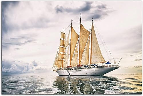 Miniatura 11 de Startonight Arte de pared de vidrio - Decoración de playa caribeña - Arte de vidrio acrílico templado 24 x 36 pulgadas Azul,Palmas blancas y