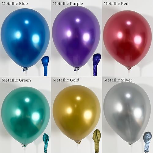 Miniatura 3 de ECEAE Kit de guirnalda de globos metálicos de bola de discoteca, colorido de los años 80 y 90, decoración cromada, 131 piezas en plata, verde, azul,