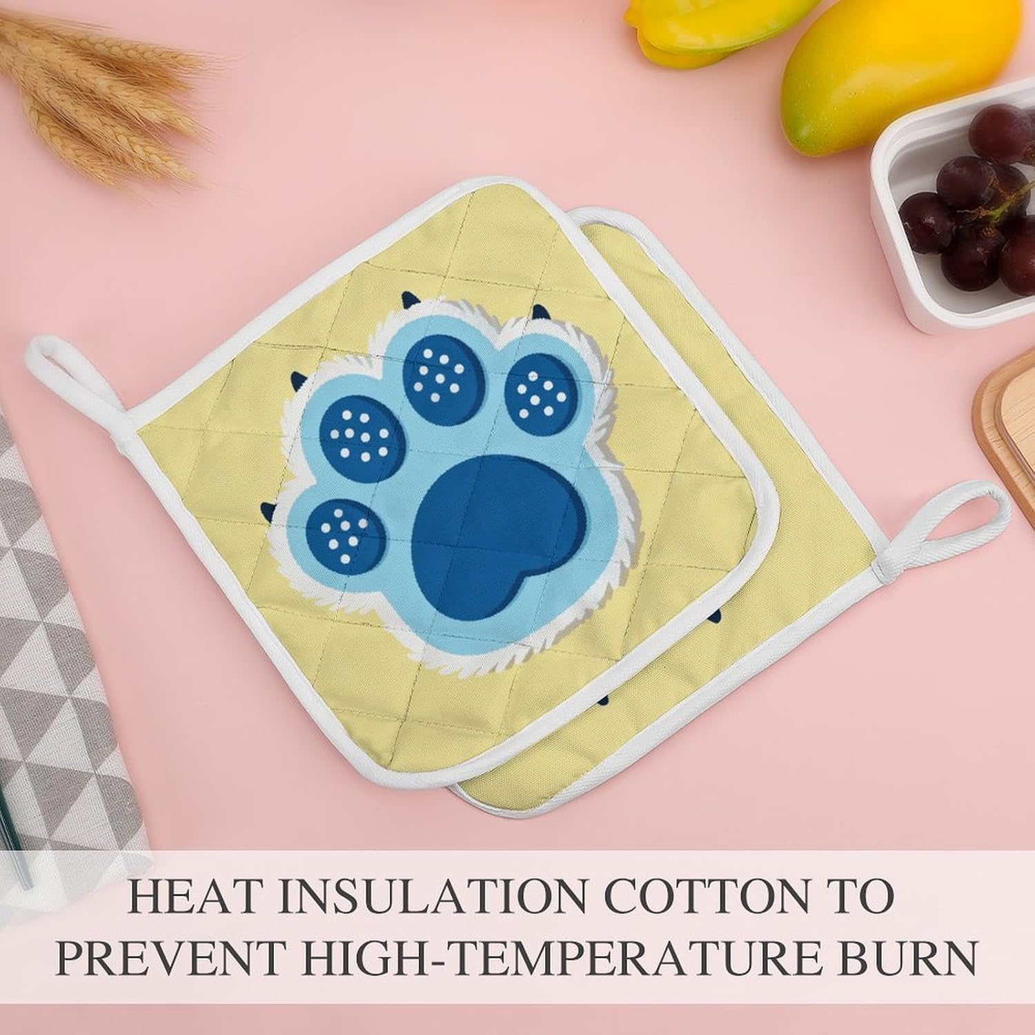 Paw Polyester Heat Resistant Pot Pad Non Slip Anti Scald Hot Dish Mat Reusable Table Protector for Kitchen Hot Pot Mat Wear Resistant Heat Proof Table Pad for Countertop Dining Room