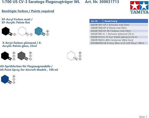 Miniatura 2 de Tamiya 31713 1/700 US Aircraft Carrier Saratoga Kit de modelo de plástico