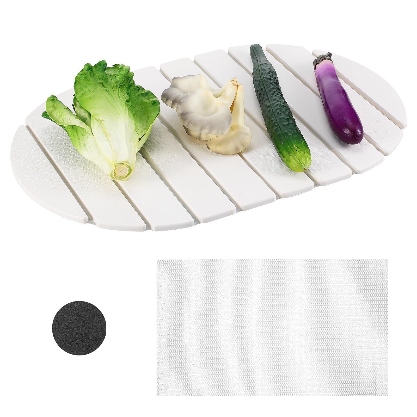 Tapis Égouttoir à Vaisselle Pliable en Diatomite Blanc, Séchage Rapide et Facile à Nettoyer, Cuisine Voyages