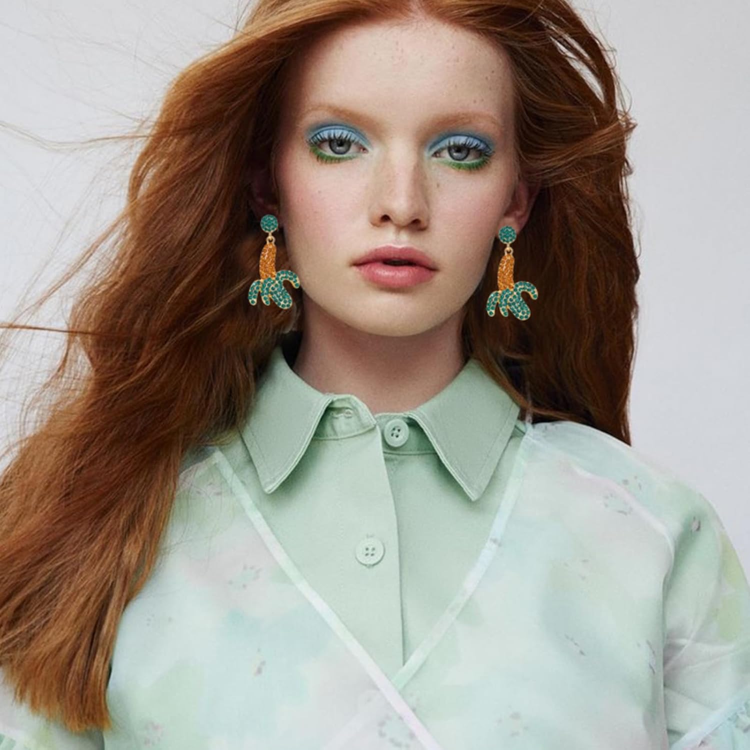 Rhinestone Banana Earrings for Women Fashion Pearl Crystal Yellow Fruit Dangle Earrings Hypoallergenic, Cute Banana Drop Studs Earrings Summer Jewelry Gifts - Image 2