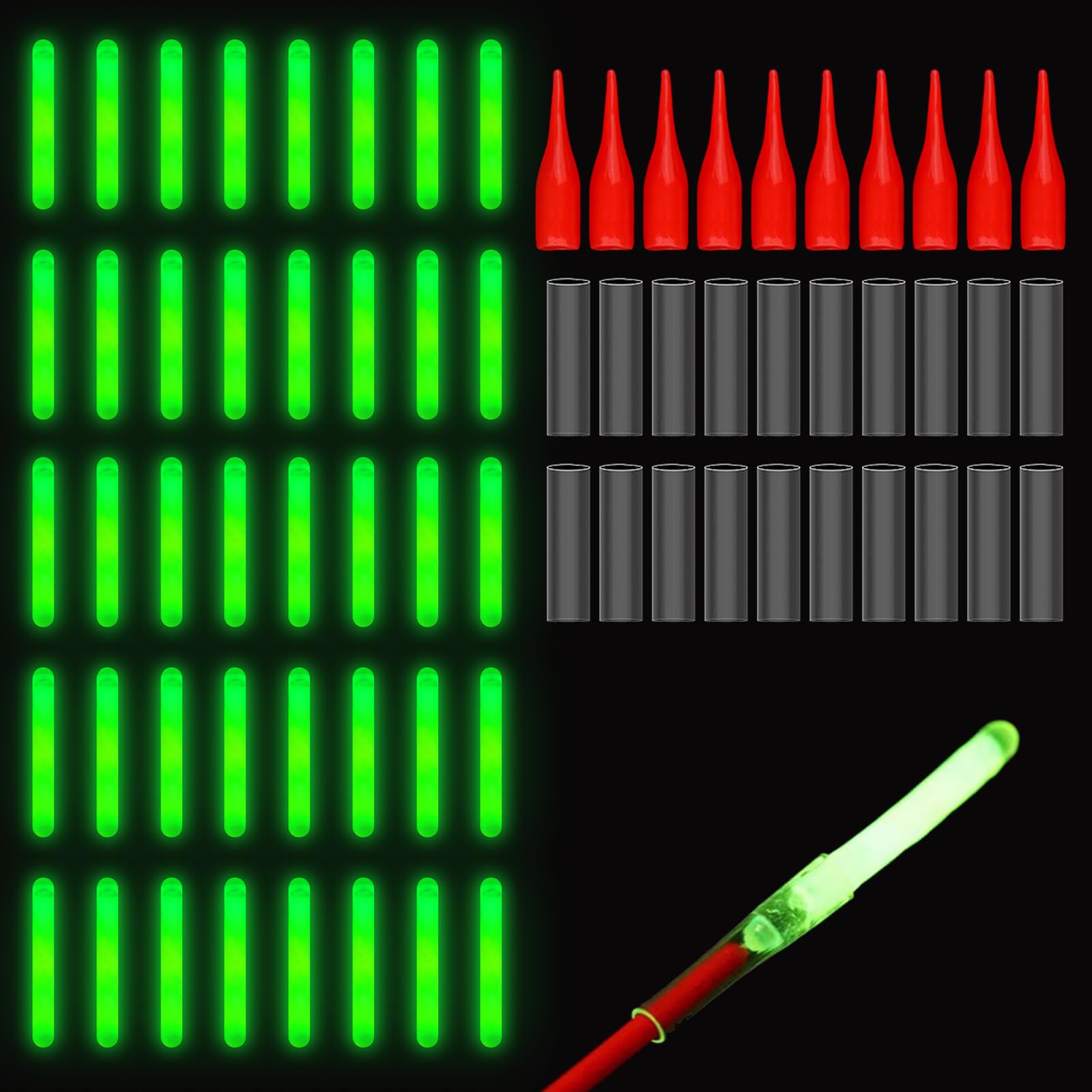 TXS 50 Pezzi Luce Fluorescente Pesc, Bastoni di Light di Pesca, Bastone Luminoso da Pesca 37,5 * 4,5mm, Starlight Pesca, Starlight Pesca Notturna per Pesca Notte