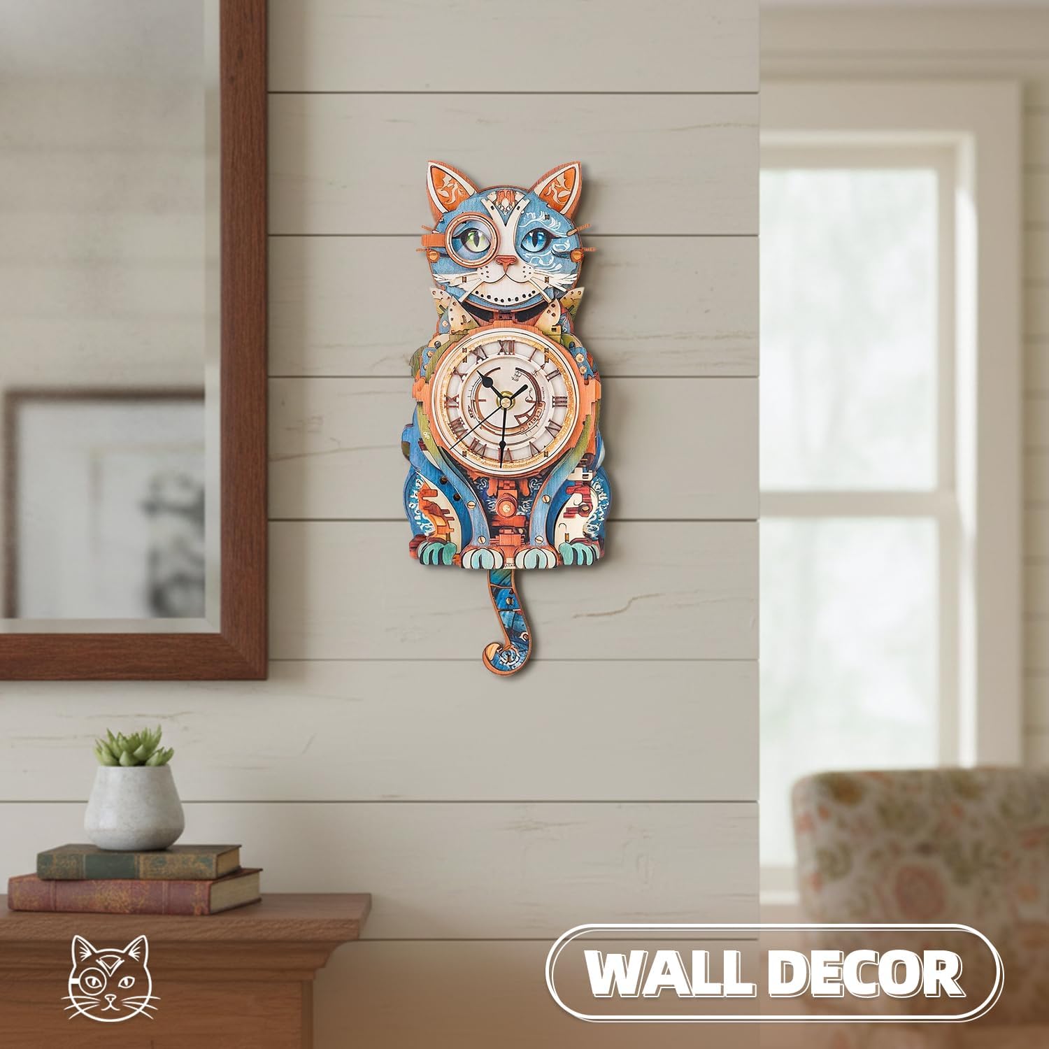 3D Puzzles for Adults, Cute Cat Clock 3D Wooden Puzzles Cat Puzzle Clock Kits for DIY Christmas Birthday Gift for Women Mom Men Home Decor Holiday