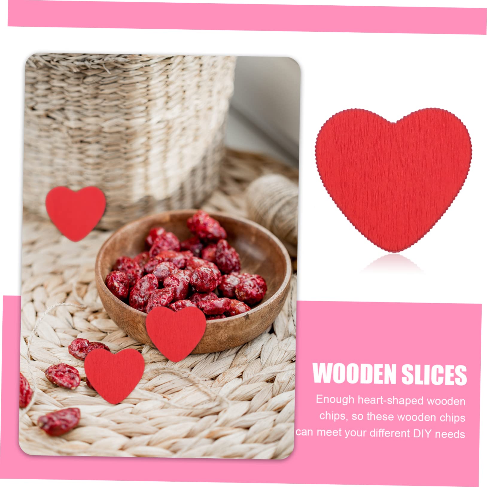 Lurrose 1000pièces Cœurs Bois Autocollants De Décorations Forme De Cœur pour Saint-Valentin pour Scrapbooking Et Artisanaux