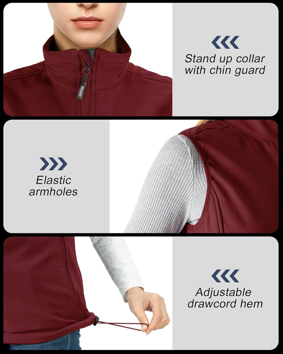 Outdoor Ventures Women's Lightweight Softshell Vest Windproof Fleece Lined Zip Up Sleeveless Jacket for Running Hiking Golf - Image 4