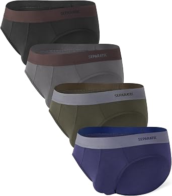 Separatec Mens Underwear Briefs, Breathable Cooling Rayon Made from Bamboo Underwear, Dual Pouch Mens Briefs 4 Pack