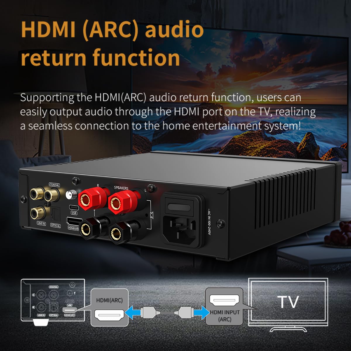 S.M.S.L Wzmacniacz głośnika Bluetooth A200, wzmacniacz mocy, domowy przedwzmacniacz wysokiej mocy 140 W, stereo ARC optyczny Bluetooth 5.0, audiofilski wzmacniacz cyfrowy Hifi