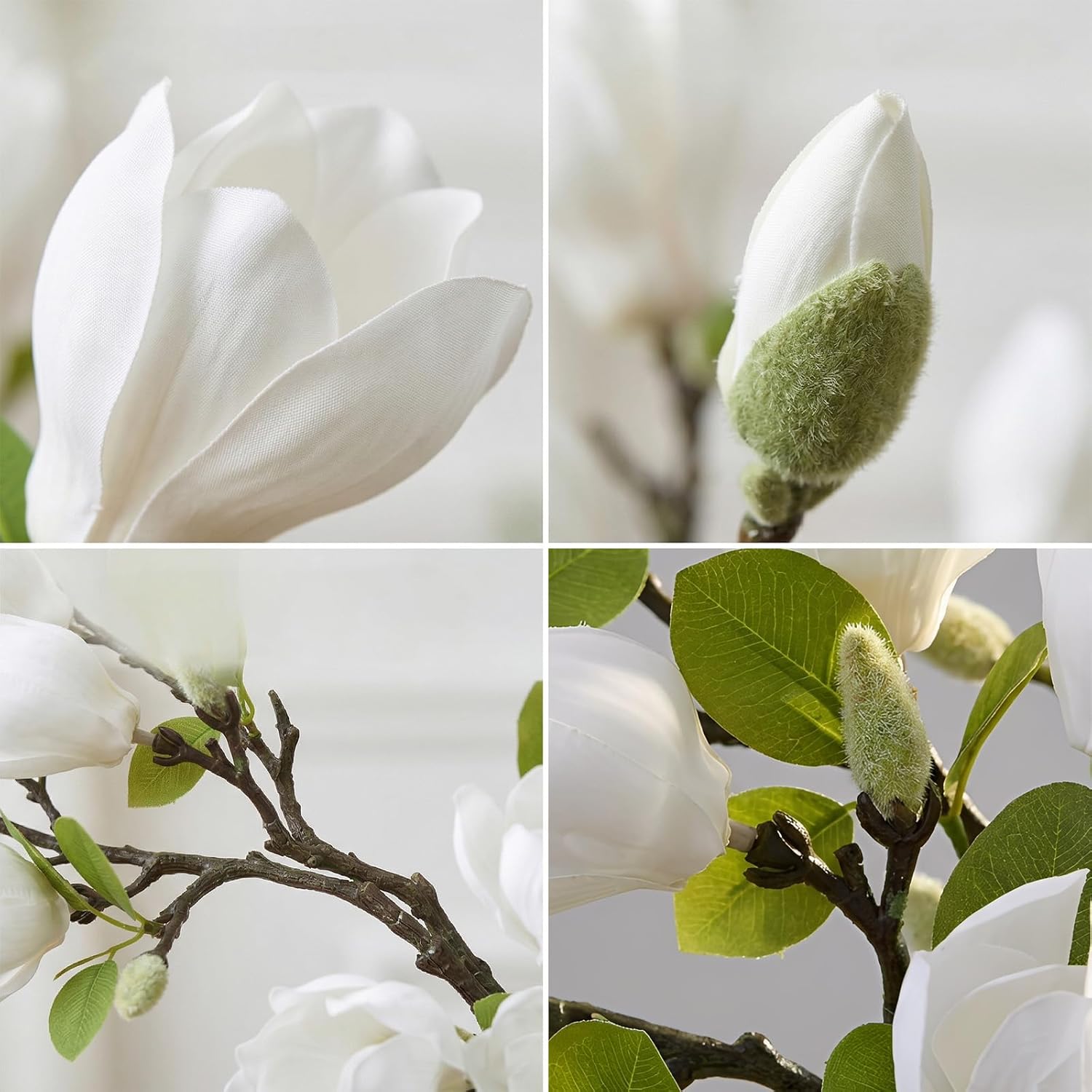 6PCS Artificial Magnolia Flowers Stems for Spring Decoration,26In Artificial White Fake Flowers with Buds Faux Long Stem Floral Arrangement for Vase Table Centerpiece Indoor Home Decor