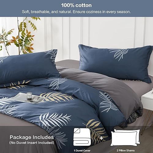 Miniatura 62 de SAPHREAS Juego de funda de edredón de hojas botánicas, tamaño King, 3 piezas, hojas amarillas, juego de funda de edredón 100% algodón suave, 1 funda